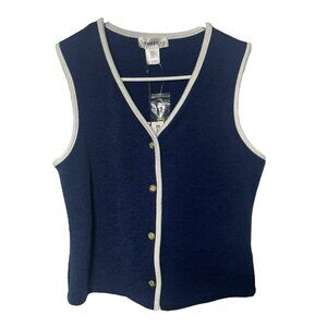 Bailey 44 Sweater Vest Womens S Blue White Gold Buttons Nautical Preppy New